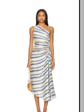 alc delfina pleated dress A.L.C. Delfina Matte Pleated Dress in Blue